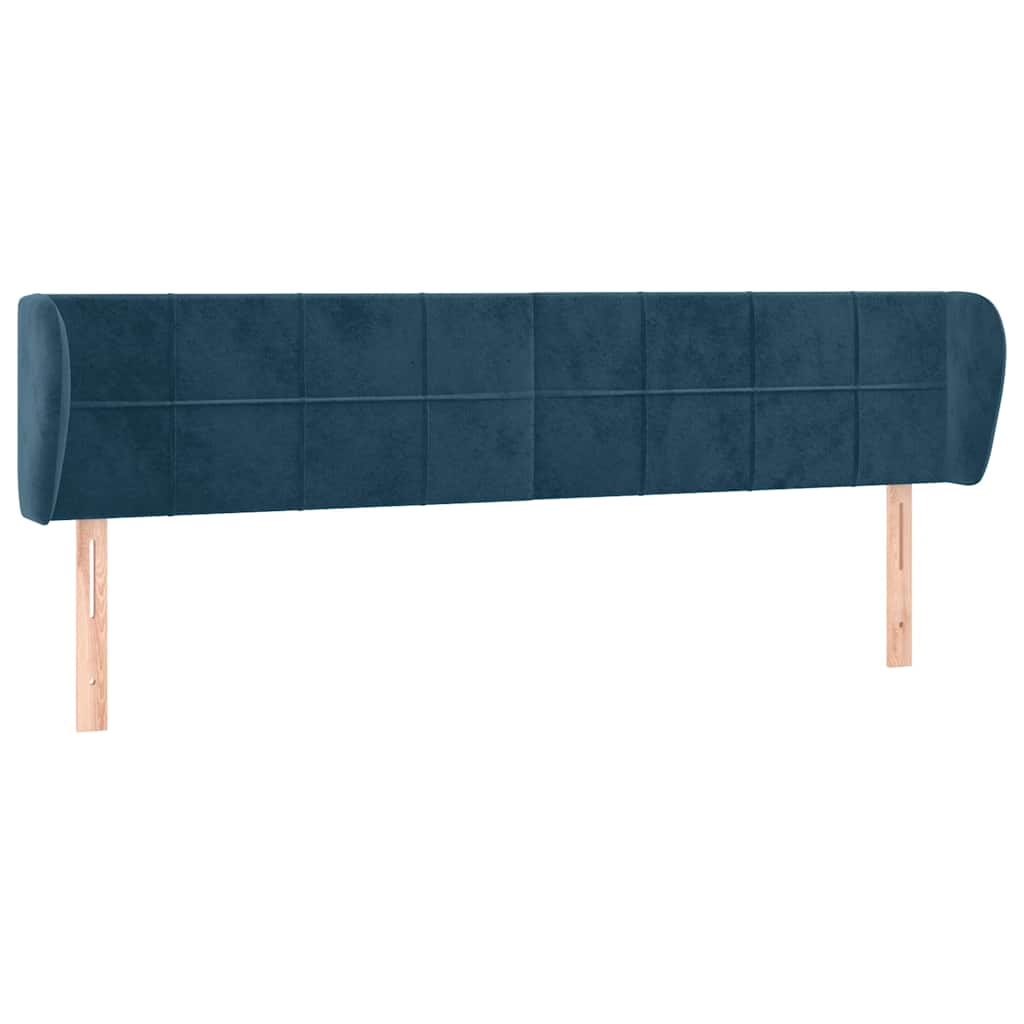 Kopfteil mit Ohren Dunkelblau 183x23x78/88 cm Samt