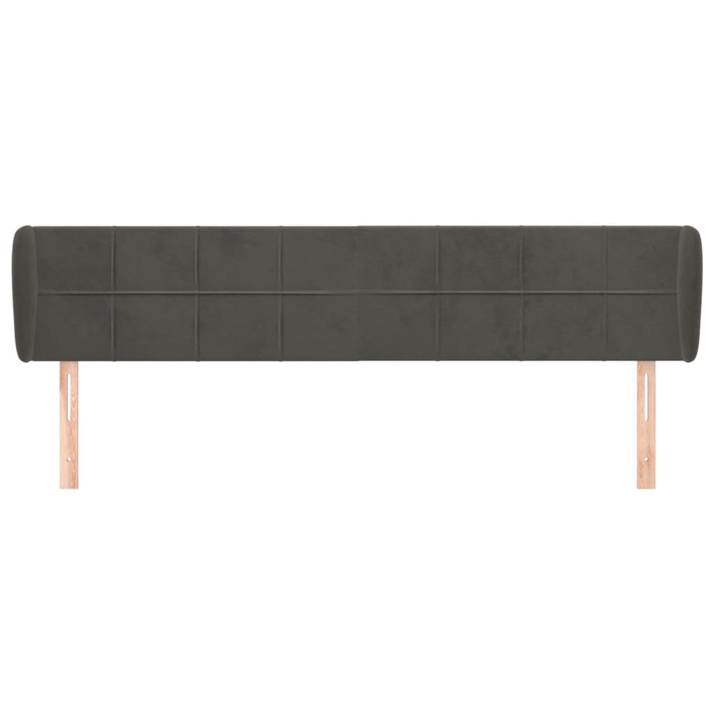 Kopfteil mit Ohren Dunkelgrau 203x23x78/88 cm Samt