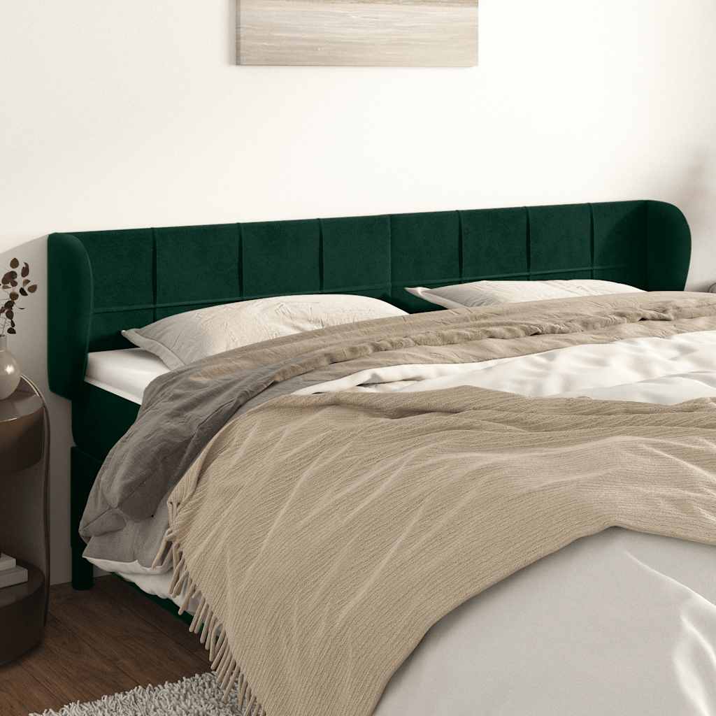Kopfteil mit Ohren Dunkelgrün 203x23x78/88 cm Samt