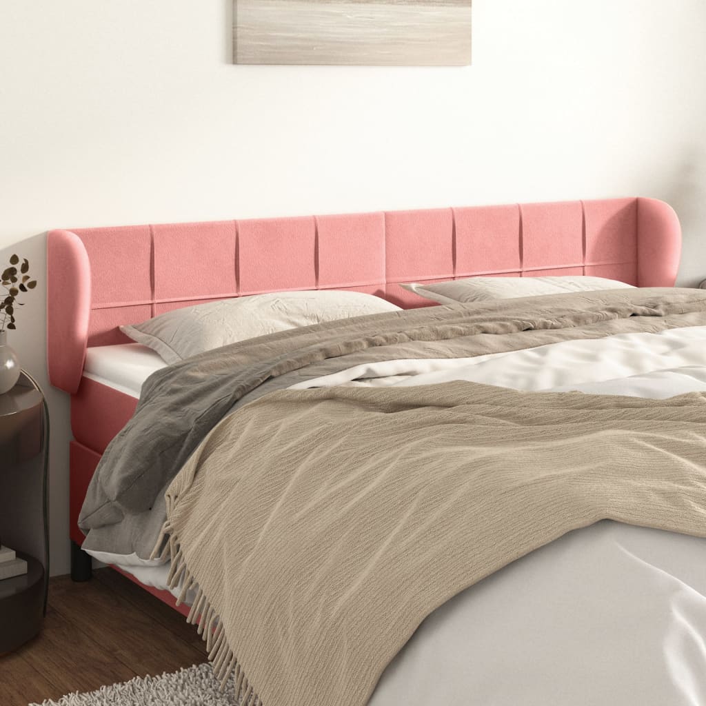 Kopfteil mit Ohren Rosa 203x23x78/88 cm Samt
