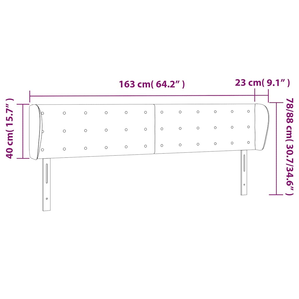 Kopfteil mit Ohren Grau 163x23x78/88 cm Kunstleder