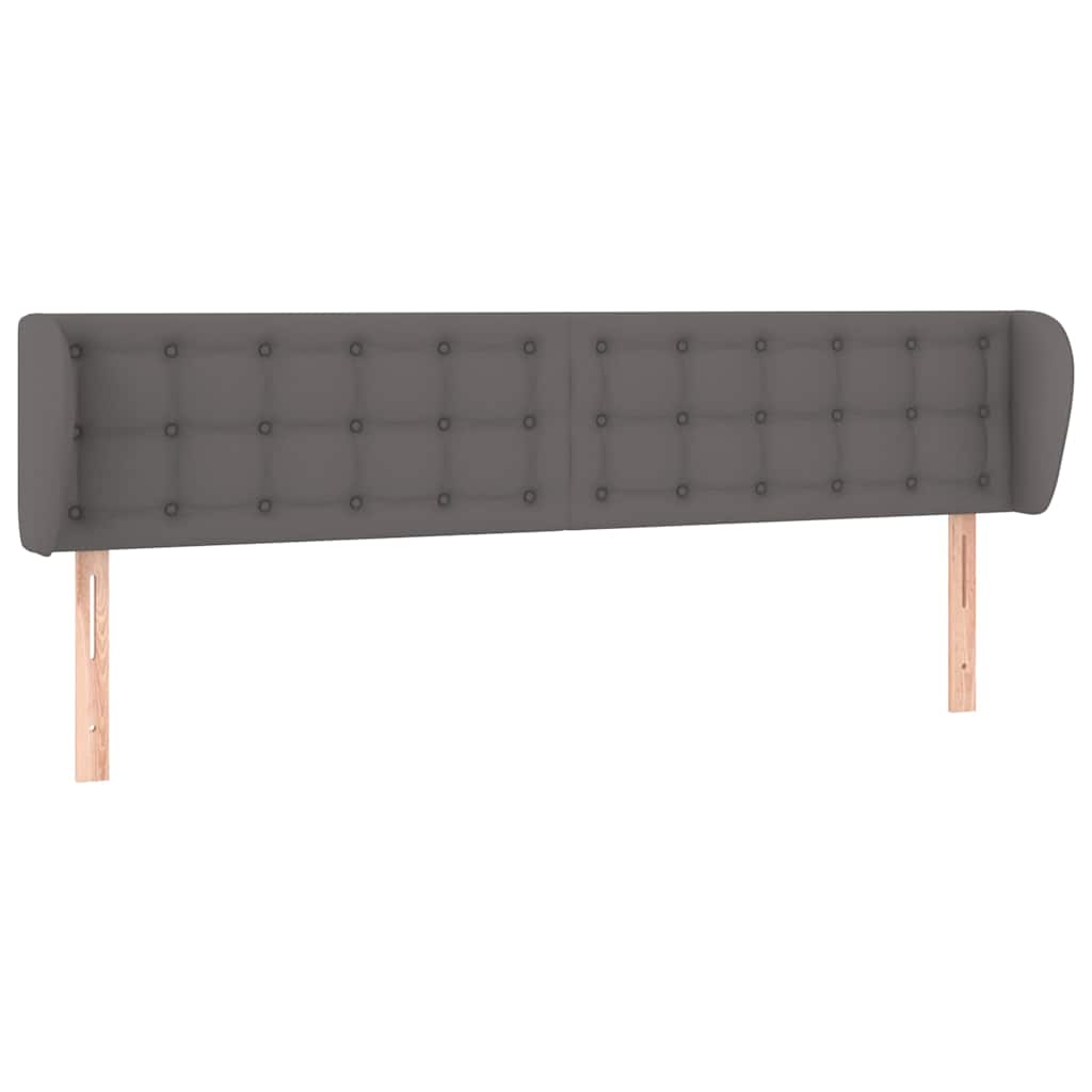 Kopfteil mit Ohren Grau 203x23x78/88 cm Kunstleder