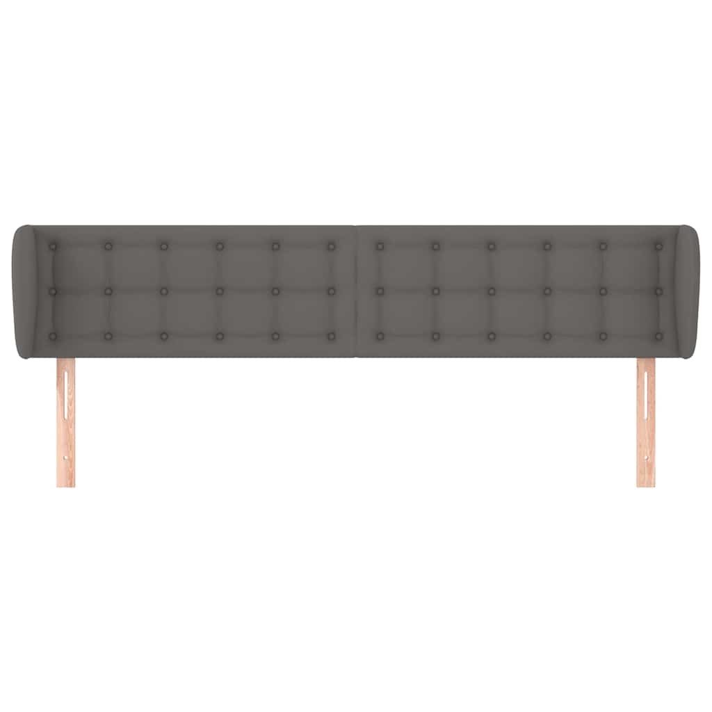 Kopfteil mit Ohren Grau 203x23x78/88 cm Kunstleder