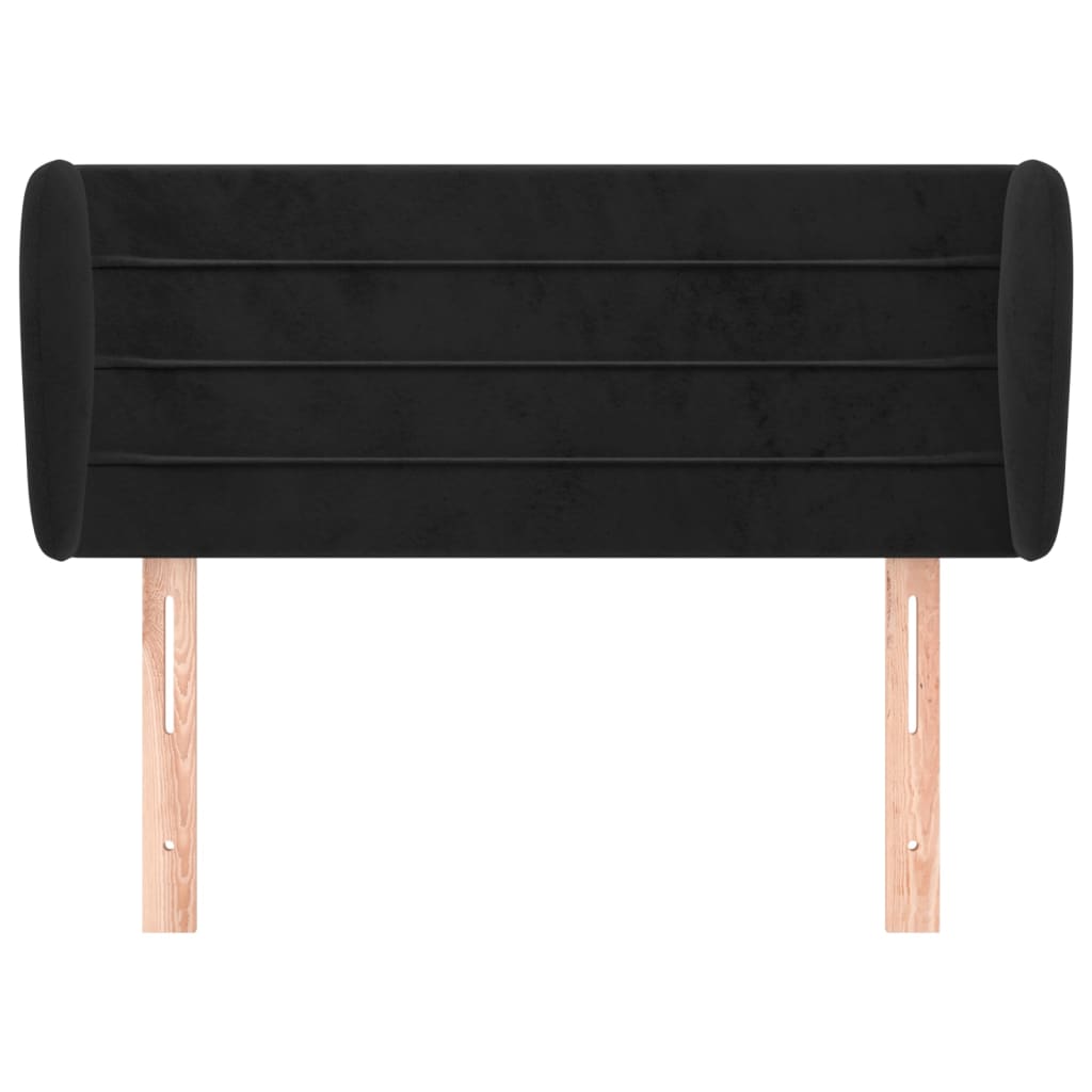 Kopfteil mit Ohren Schwarz 83x23x78/88 cm Samt