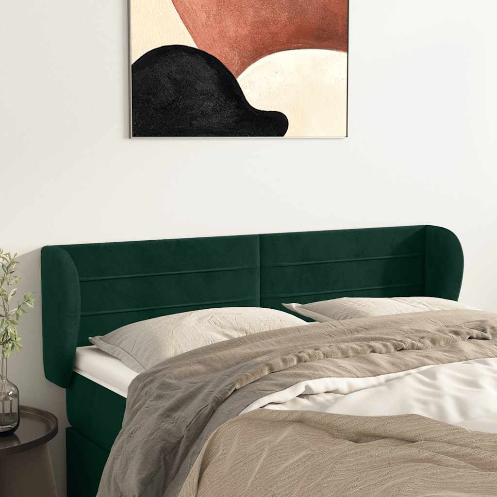 Kopfteil mit Ohren Dunkelgrün 147x23x78/88 cm Samt