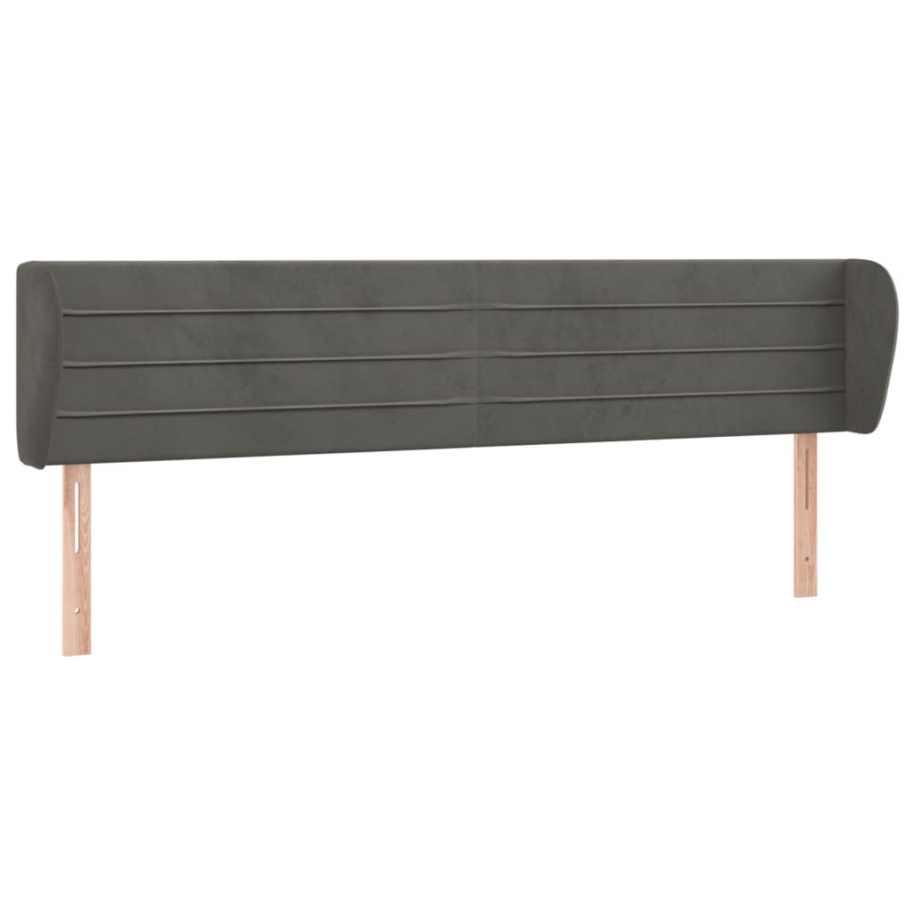 Kopfteil mit Ohren Dunkelgrau 163x23x78/88 cm Samt
