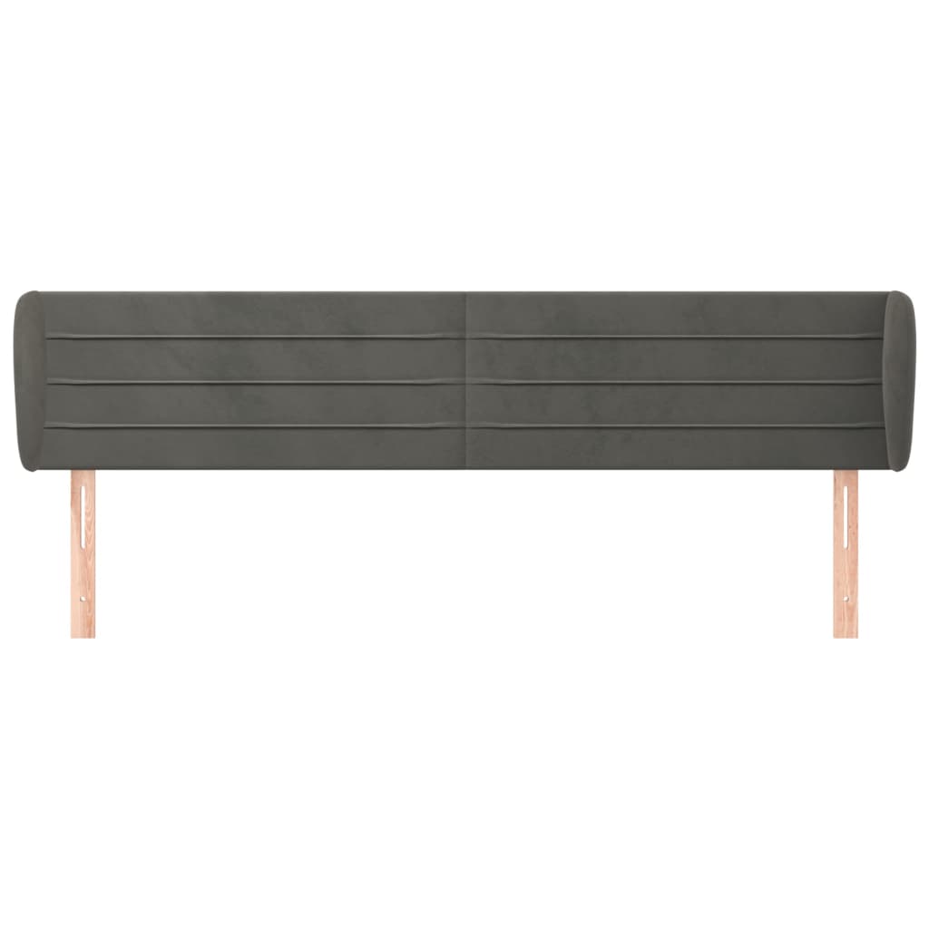 Kopfteil mit Ohren Dunkelgrau 163x23x78/88 cm Samt