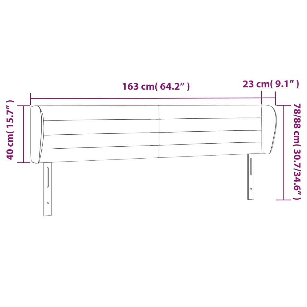 Kopfteil mit Ohren Dunkelgrau 163x23x78/88 cm Samt
