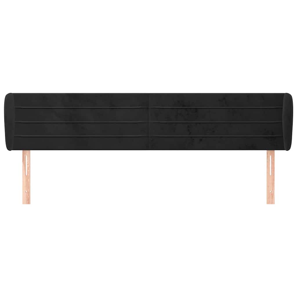 Kopfteil mit Ohren Schwarz 163x23x78/88 cm Samt