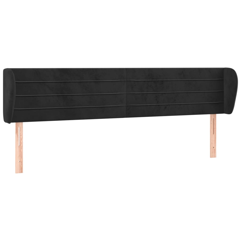 Kopfteil mit Ohren Schwarz 203x23x78/88 cm Samt