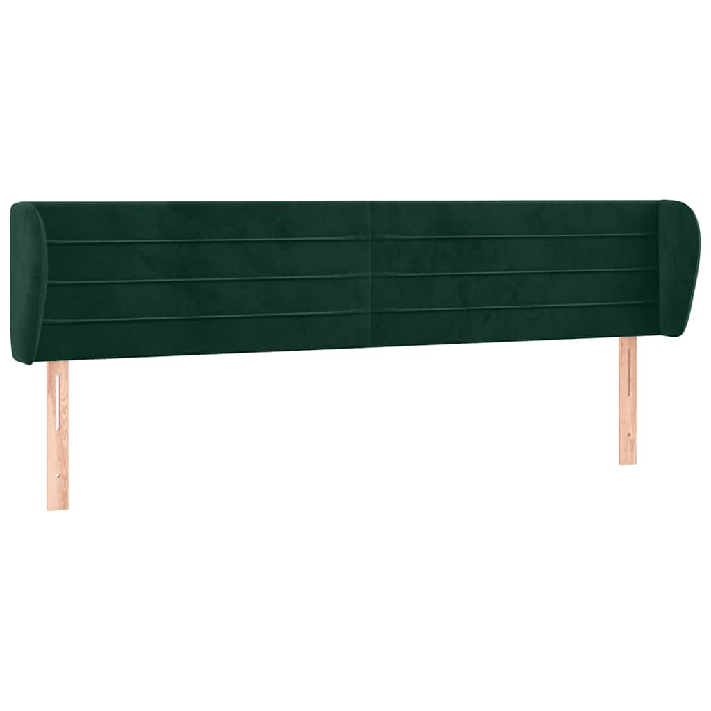 Kopfteil mit Ohren Dunkelgrün 203x23x78/88 cm Samt