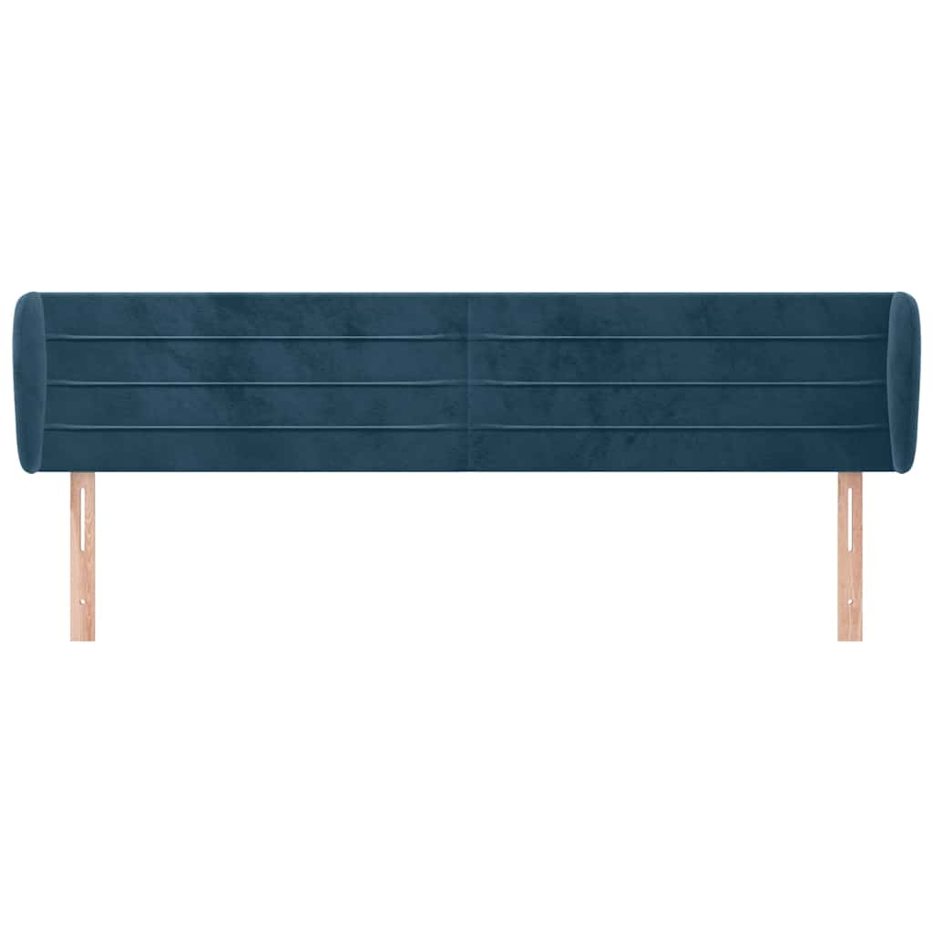 Kopfteil mit Ohren Dunkelblau 203x23x78/88 cm Samt