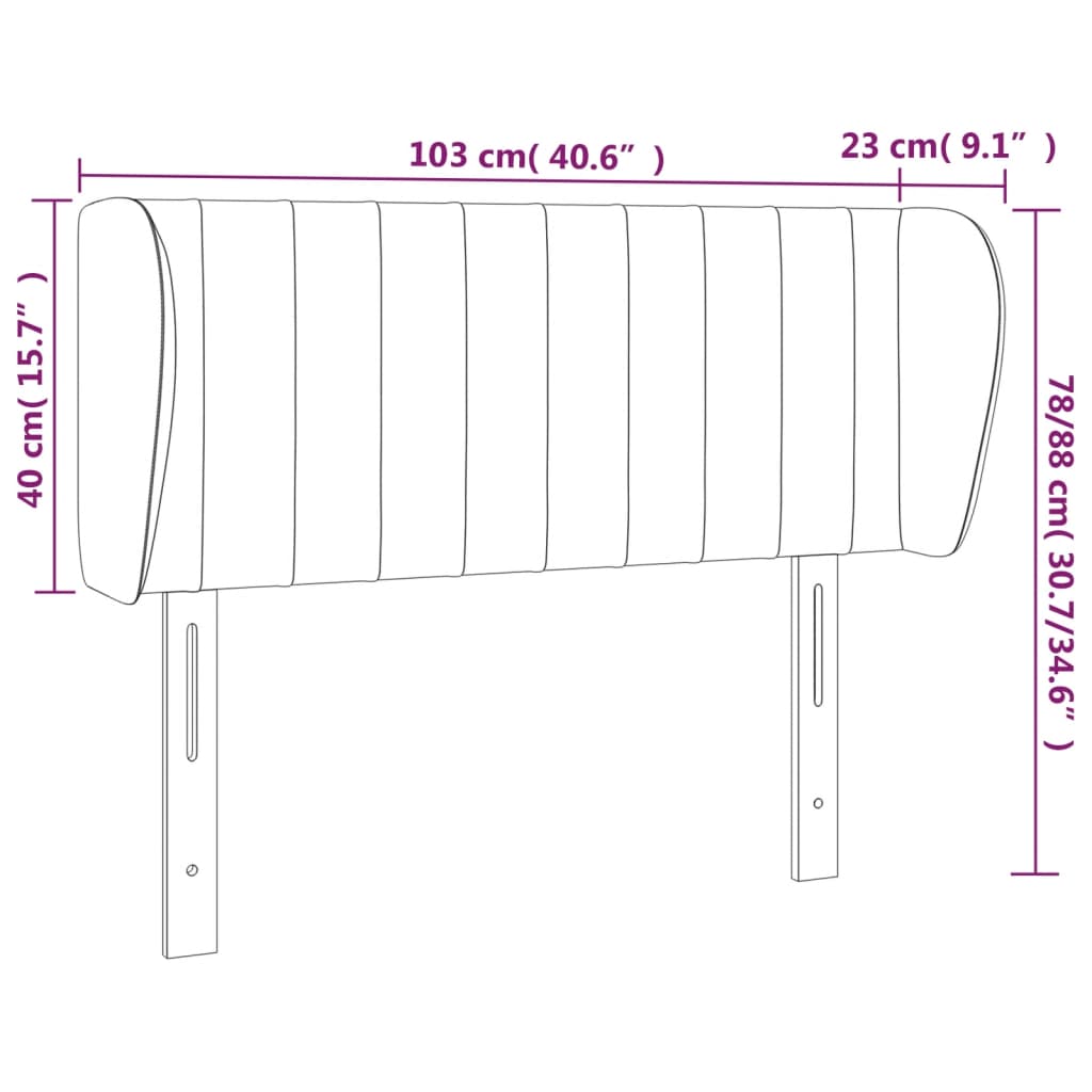 Kopfteil mit Ohren Dunkelgrau 103x23x78/88 cm Stoff