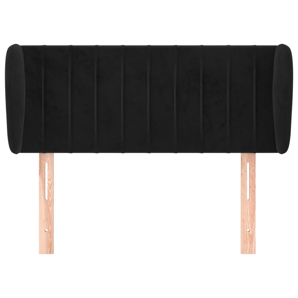 Kopfteil mit Ohren Schwarz 83x23x78/88 cm Samt