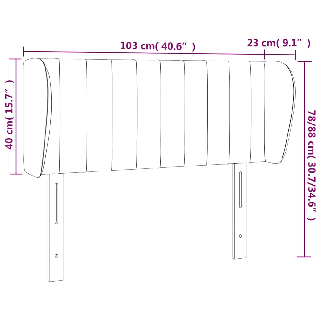 Kopfteil mit Ohren Dunkelblau 103x23x78/88 cm Samt