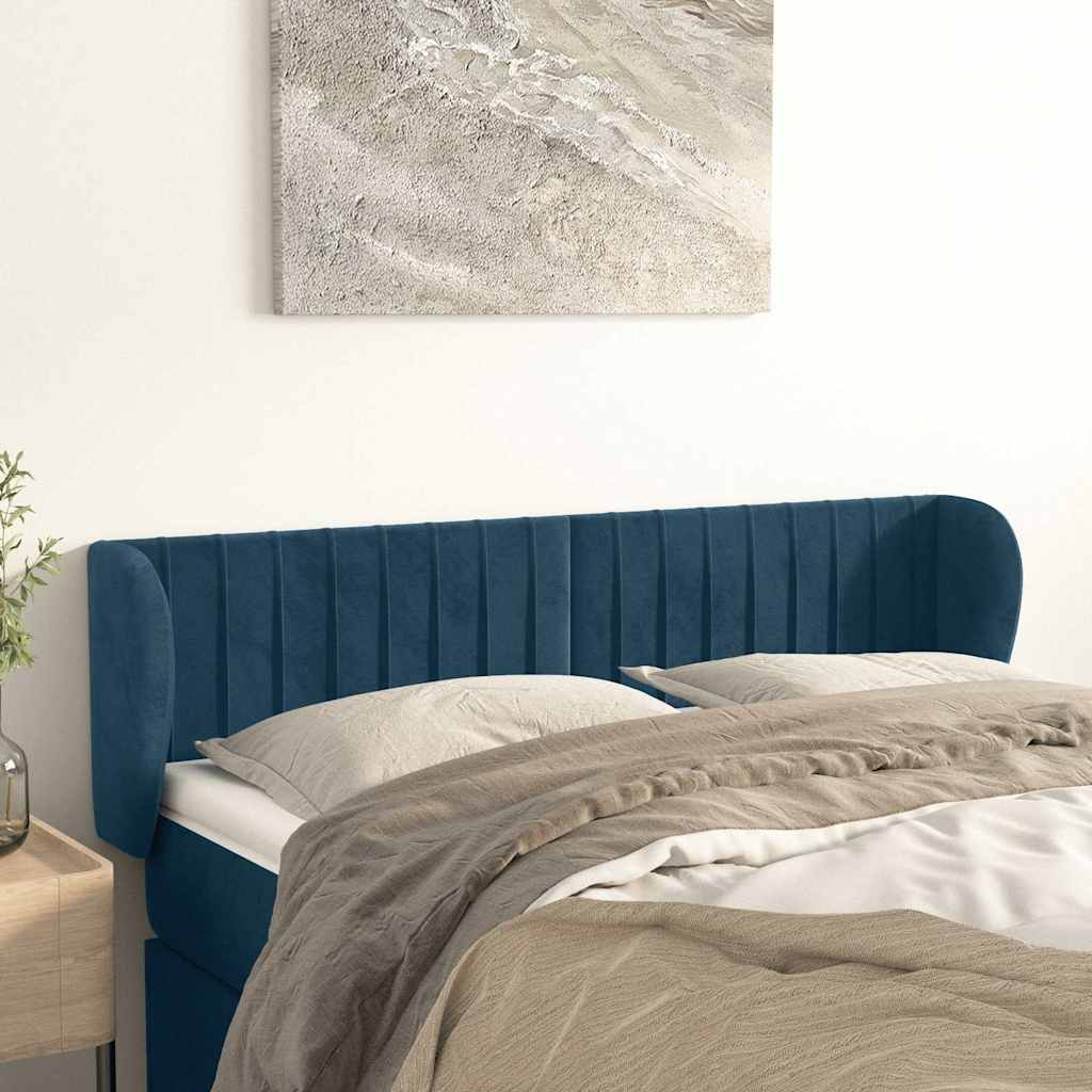 Kopfteil mit Ohren Dunkelblau 147x23x78/88 cm Samt