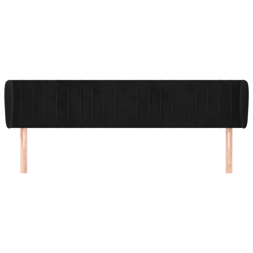 Kopfteil mit Ohren Schwarz 163x23x78/88 cm Samt