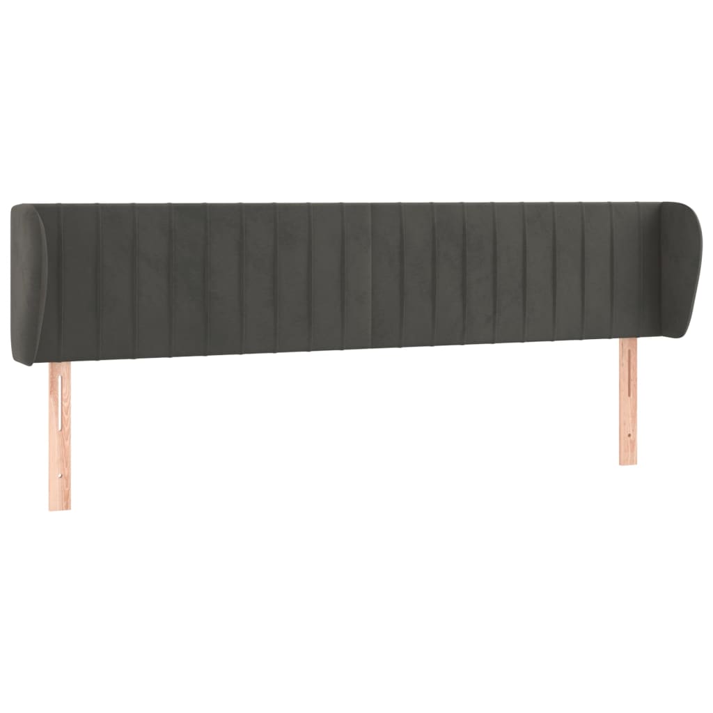 Kopfteil mit Ohren Dunkelgrau 183x23x78/88 cm Samt