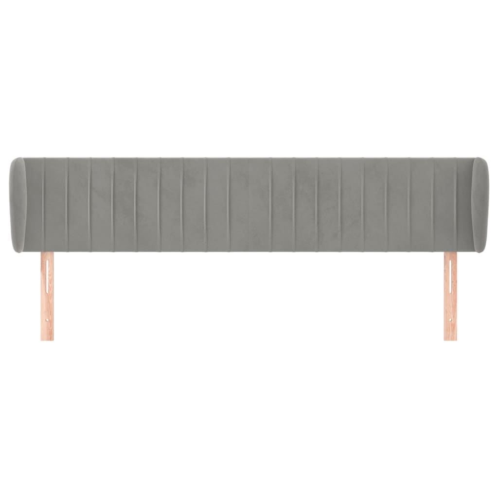 Kopfteil mit Ohren Hellgrau 203x23x78/88 cm Samt