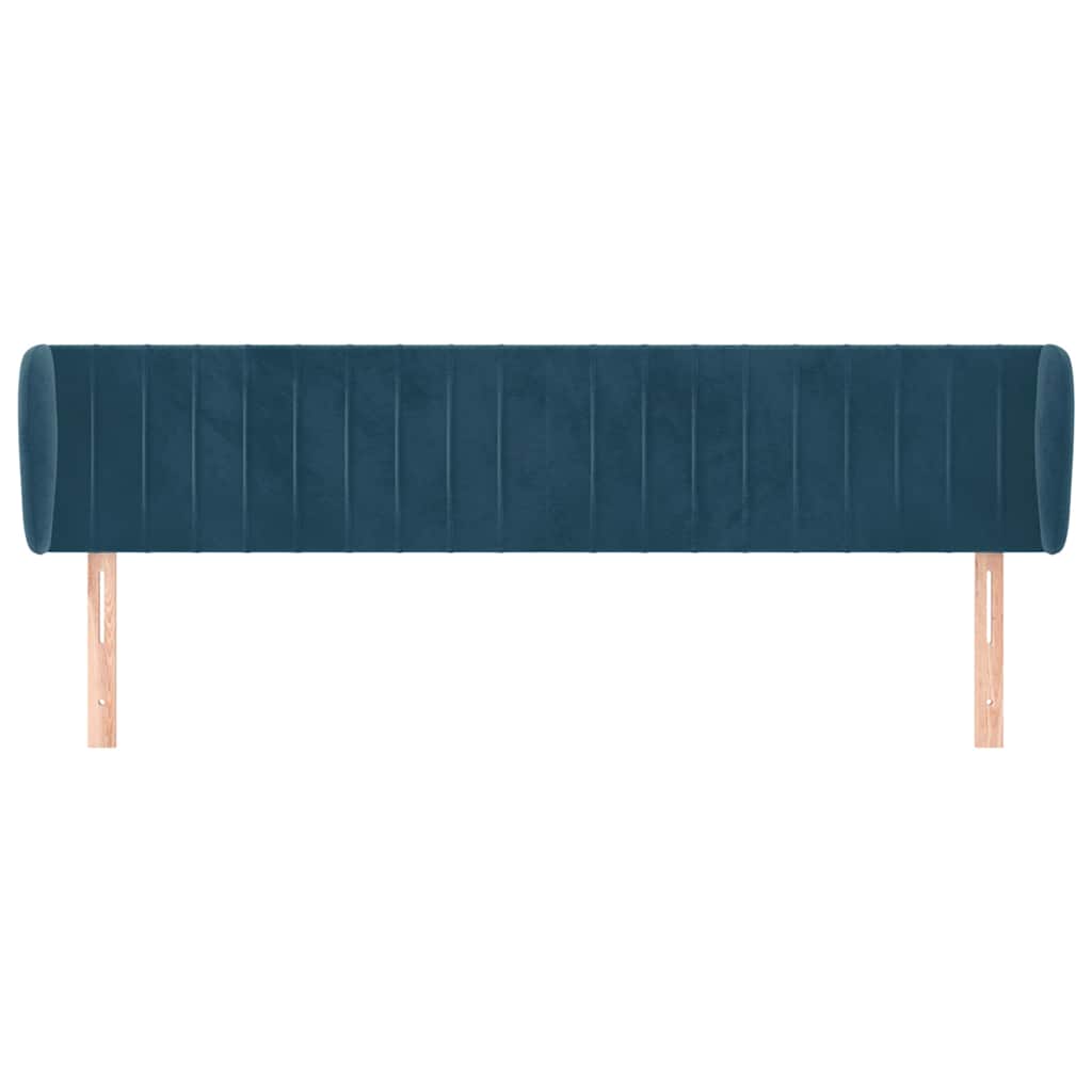 Kopfteil mit Ohren Dunkelblau 203x23x78/88 cm Samt