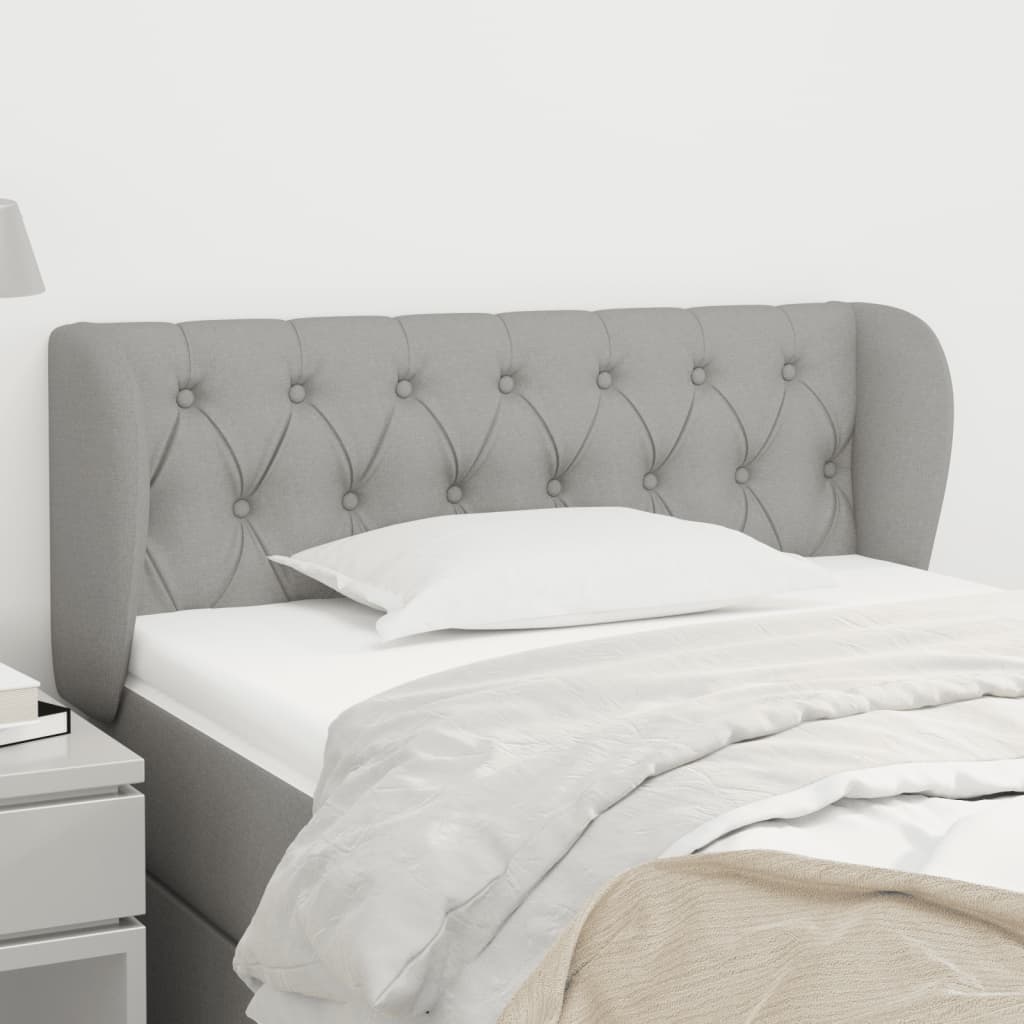 Kopfteil mit Ohren Hellgrau 93x23x78/88 cm Stoff
