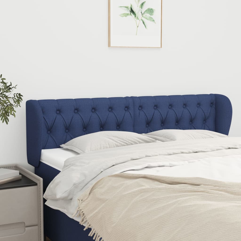 Kopfteil mit Ohren Blau 147x23x78/88 cm Stoff