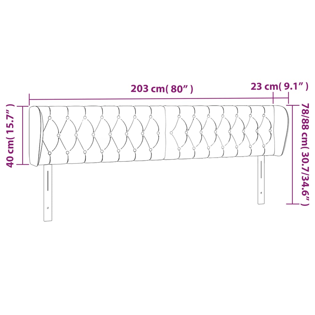 Kopfteil mit Ohren Dunkelgrau 203x23x78/88 cm Stoff