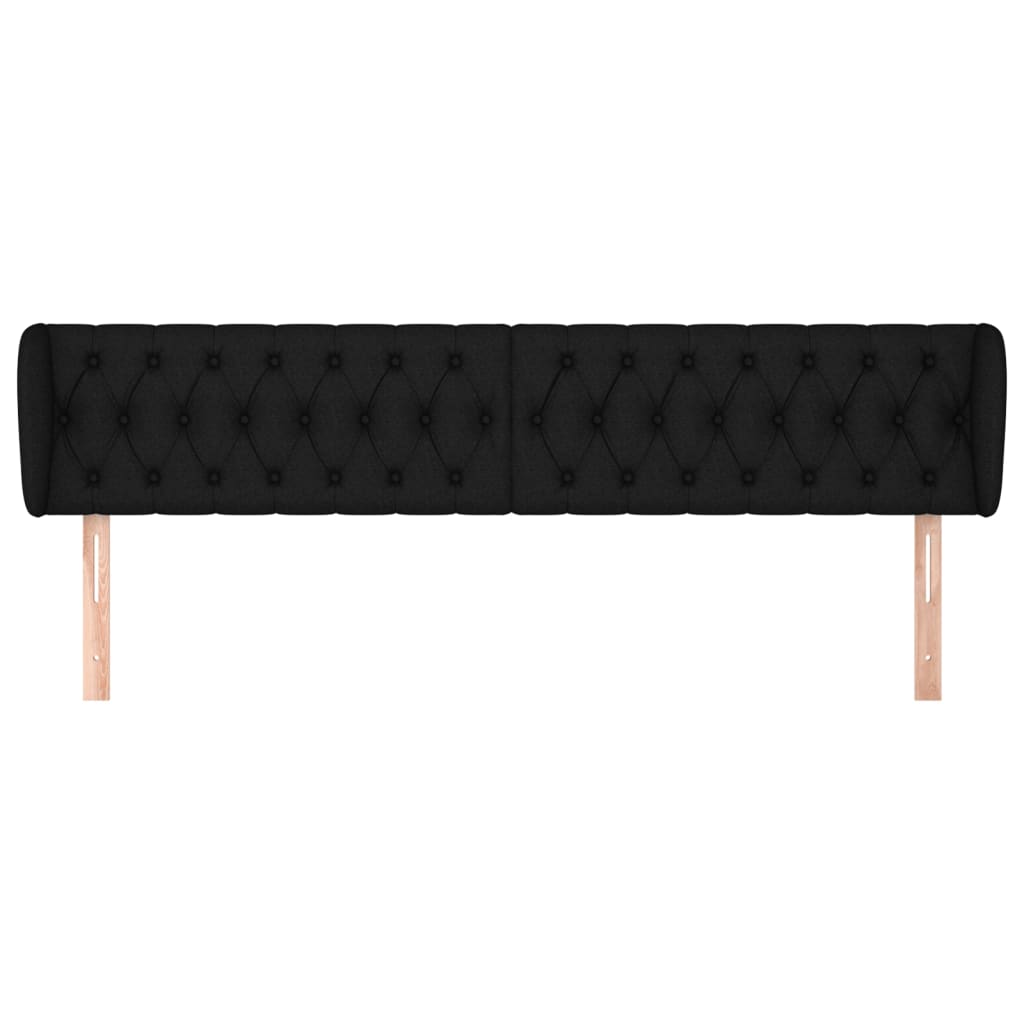 Kopfteil mit Ohren Schwarz 203x23x78/88 cm Stoff