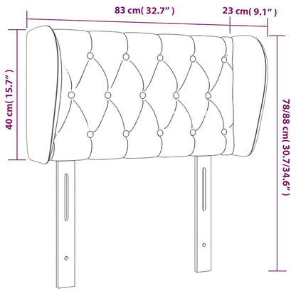 Kopfteil mit Ohren Dunkelgrau 83x23x78/88 cm Samt