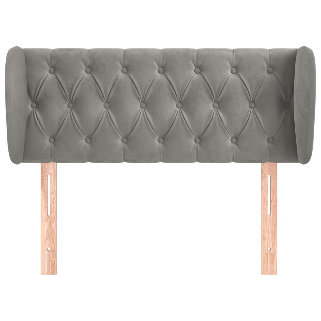 Kopfteil mit Ohren Hellgrau 93x23x78/88 cm Samt