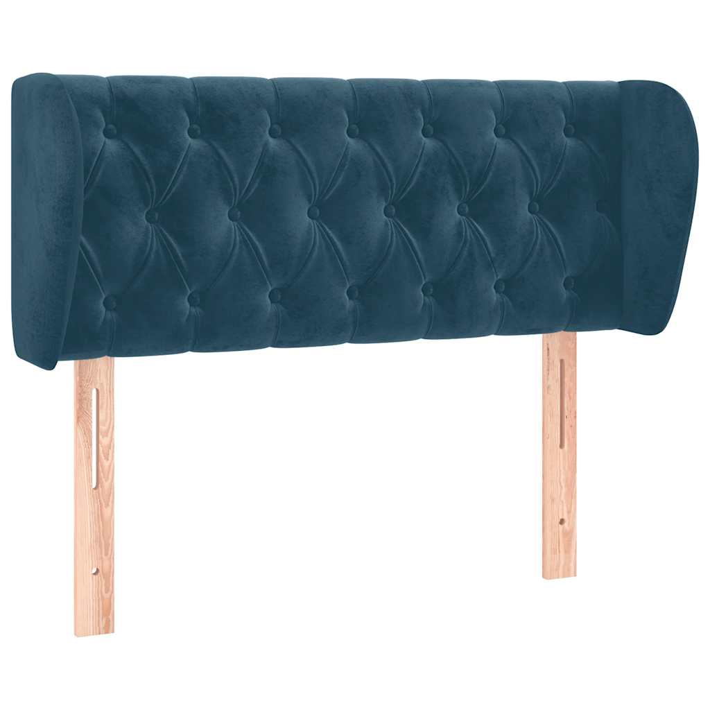 Kopfteil mit Ohren Dunkelblau 93x23x78/88 cm Samt