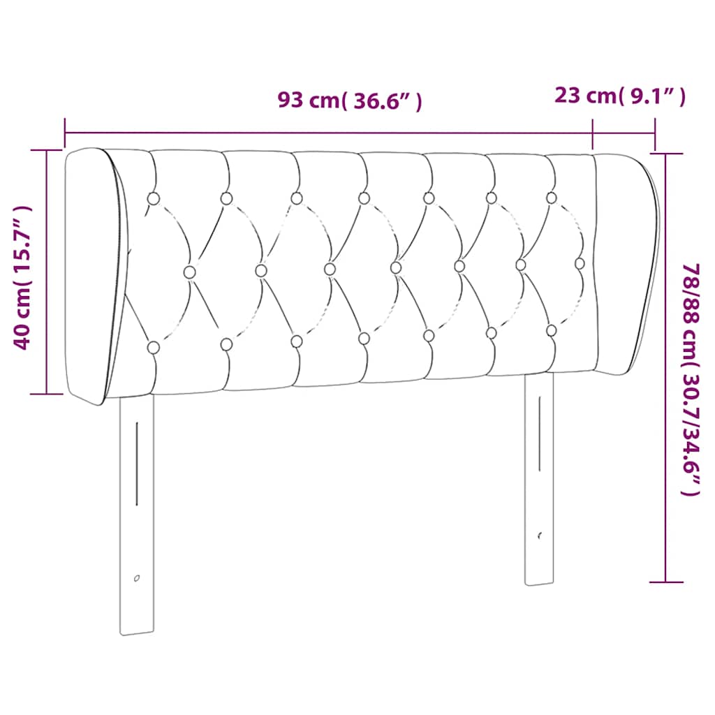 Kopfteil mit Ohren Dunkelblau 93x23x78/88 cm Samt