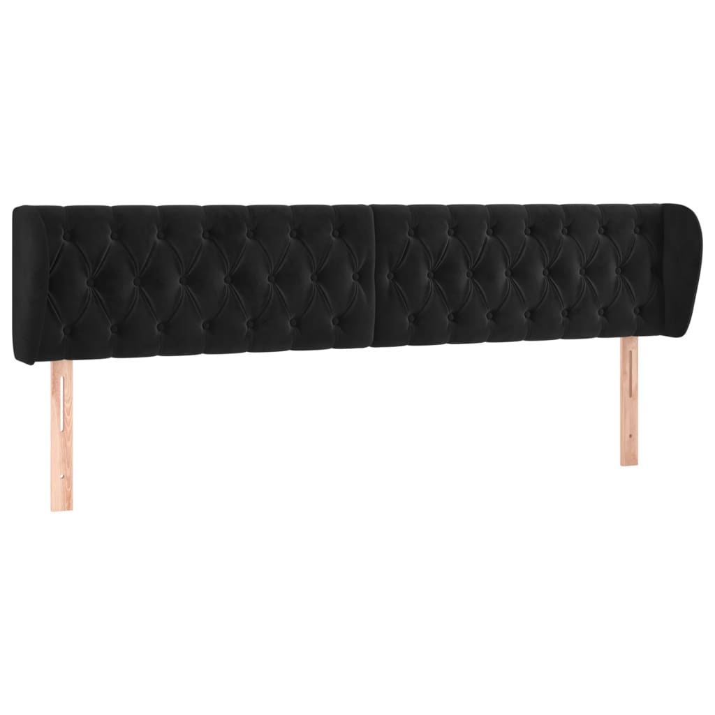 Kopfteil mit Ohren Schwarz 183x23x78/88 cm Samt