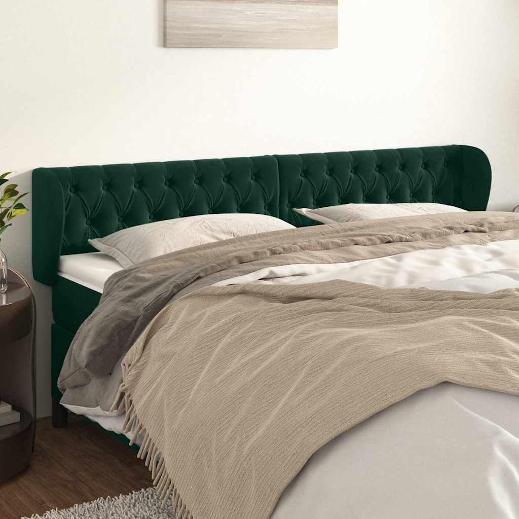 Kopfteil mit Ohren Dunkelgrün 183x23x78/88 cm Samt