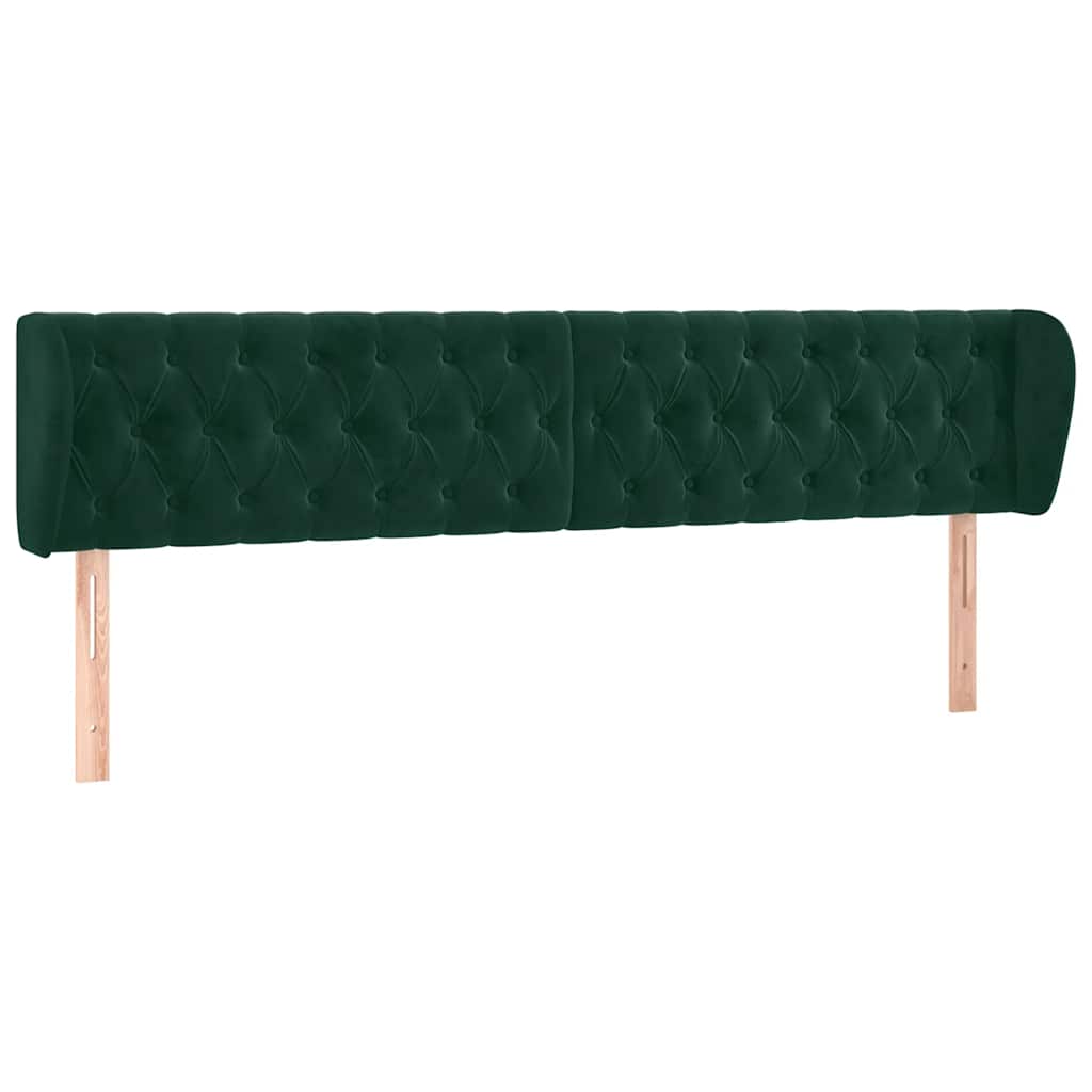 Kopfteil mit Ohren Dunkelgrün 203x23x78/88 cm Samt
