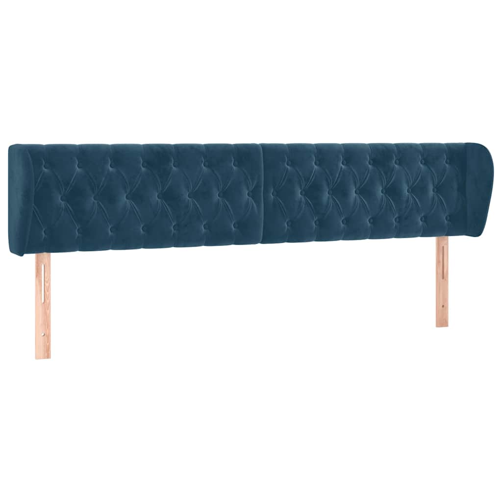 Kopfteil mit Ohren Dunkelblau 203x23x78/88 cm Samt
