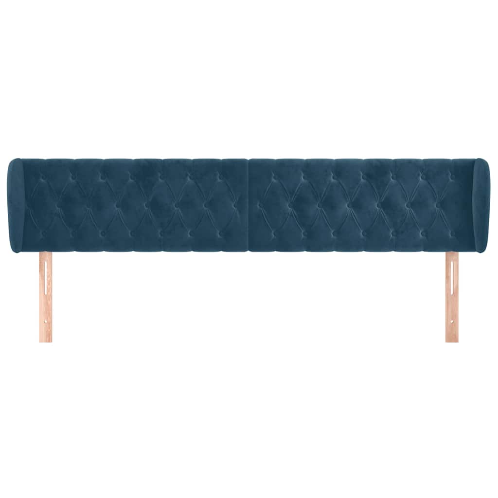 Kopfteil mit Ohren Dunkelblau 203x23x78/88 cm Samt