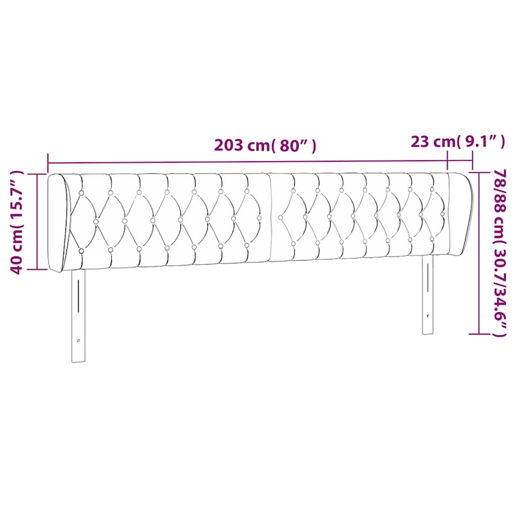 Kopfteil mit Ohren Dunkelblau 203x23x78/88 cm Samt