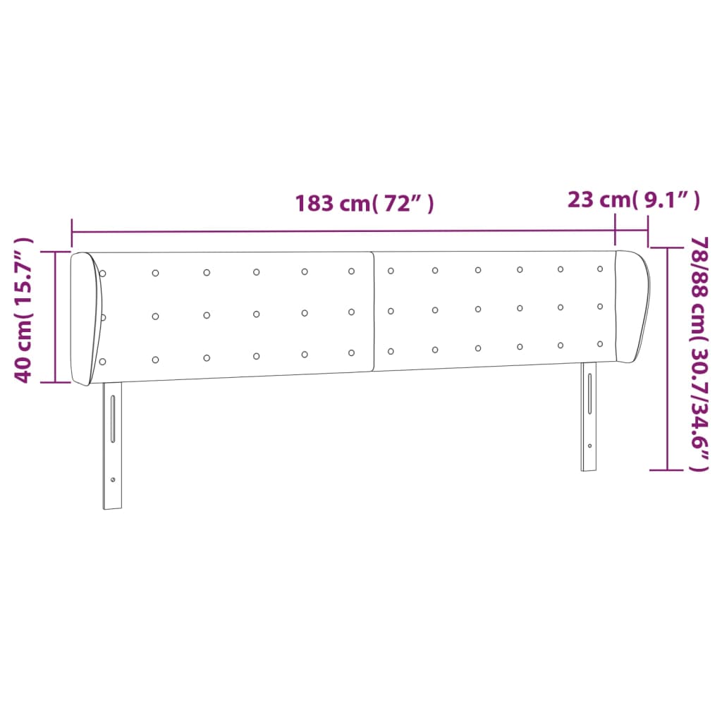 Kopfteil mit Ohren Dunkelgrau 183x23x78/88 cm Stoff