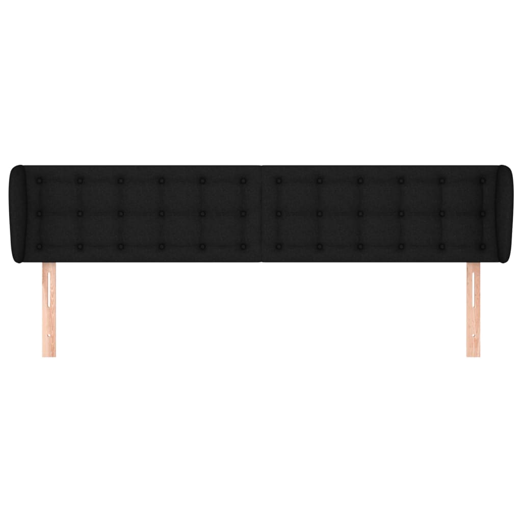Kopfteil mit Ohren Schwarz 203x23x78/88 cm Stoff