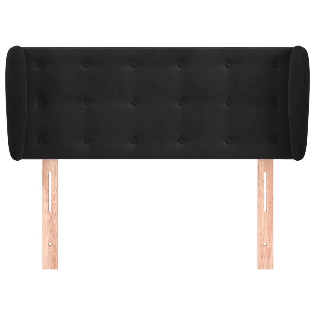 Kopfteil mit Ohren Schwarz 103x23x78/88 cm Samt