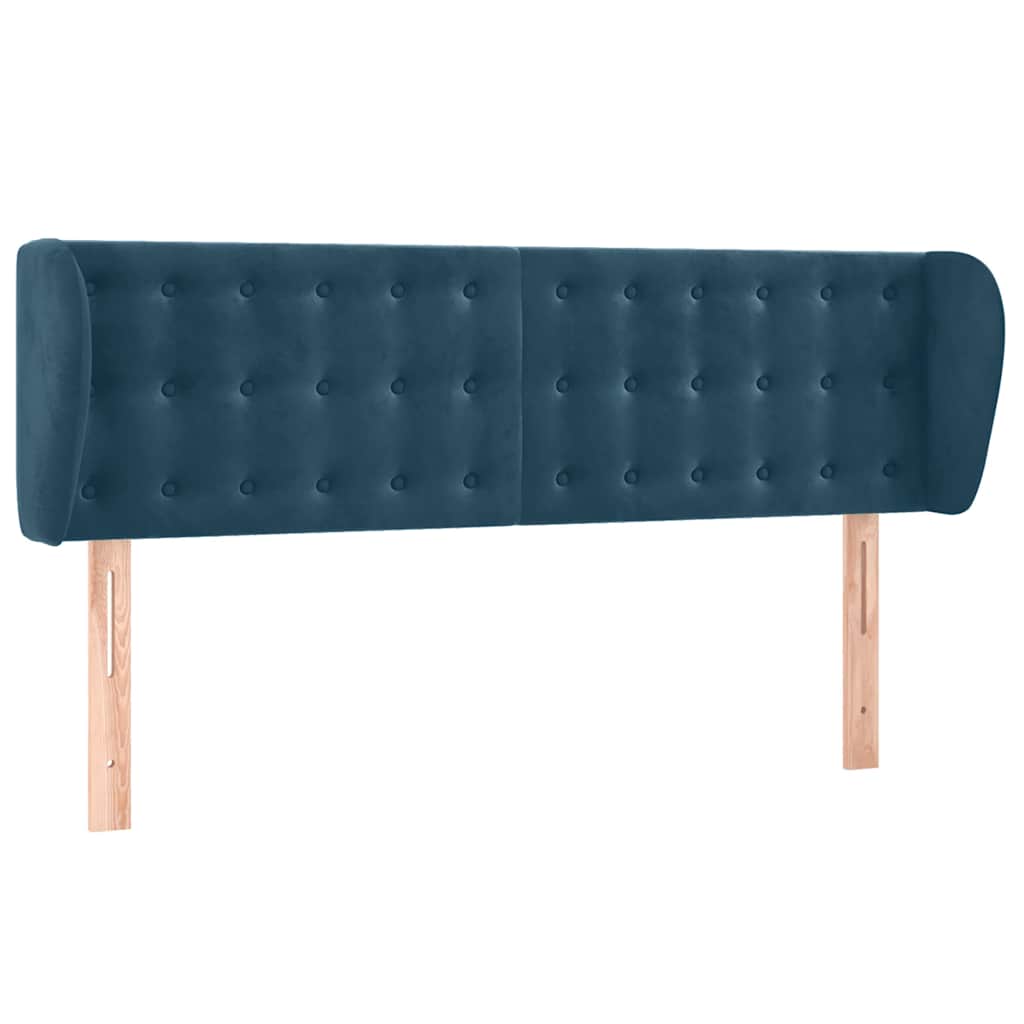 Kopfteil mit Ohren Dunkelblau 147x23x78/88 cm Samt