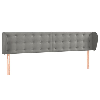 Kopfteil mit Ohren Hellgrau 163x23x78/88 cm Samt