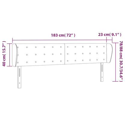 Kopfteil mit Ohren Hellgrau 183x23x78/88 cm Samt