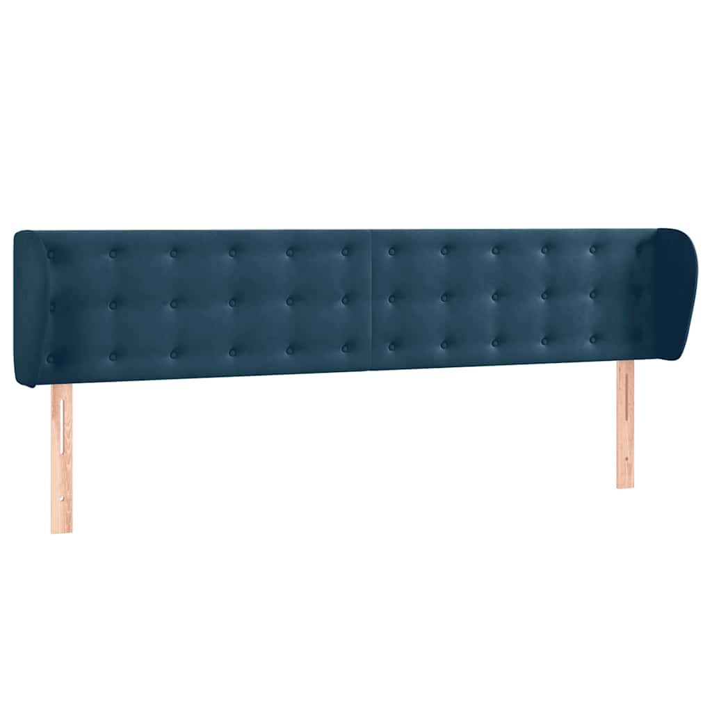 Kopfteil mit Ohren Dunkelblau 183x23x78/88 cm Samt