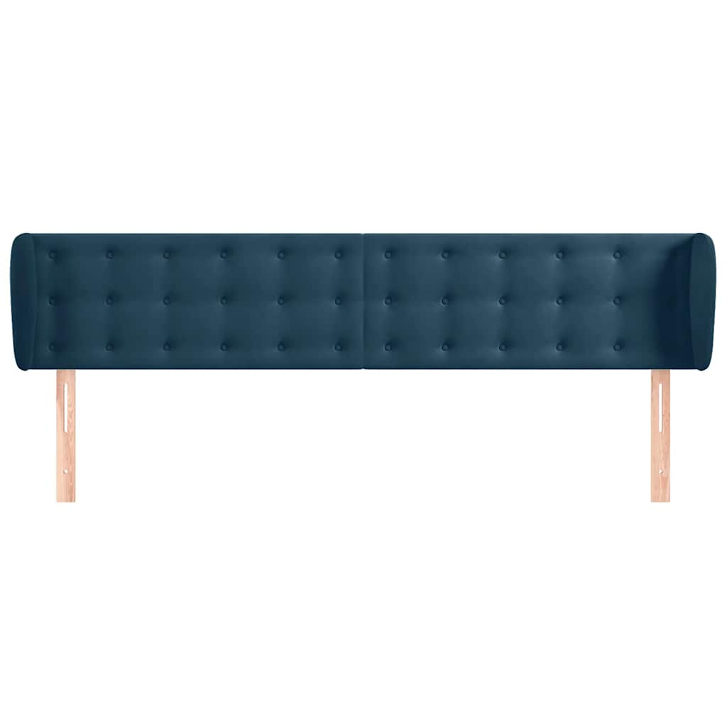 Kopfteil mit Ohren Dunkelblau 183x23x78/88 cm Samt