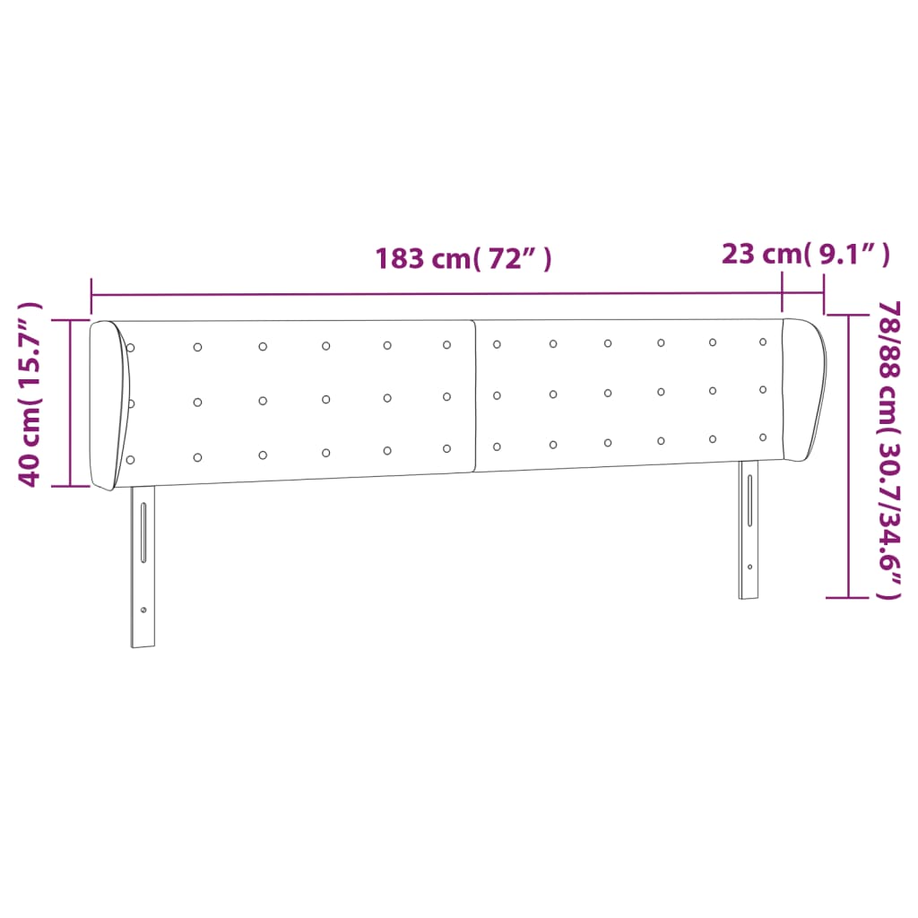 Kopfteil mit Ohren Rosa 183x23x78/88 cm Samt
