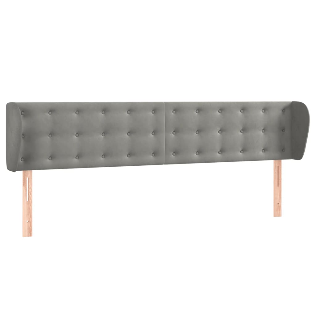 Kopfteil mit Ohren Hellgrau 203x23x78/88 cm Samt