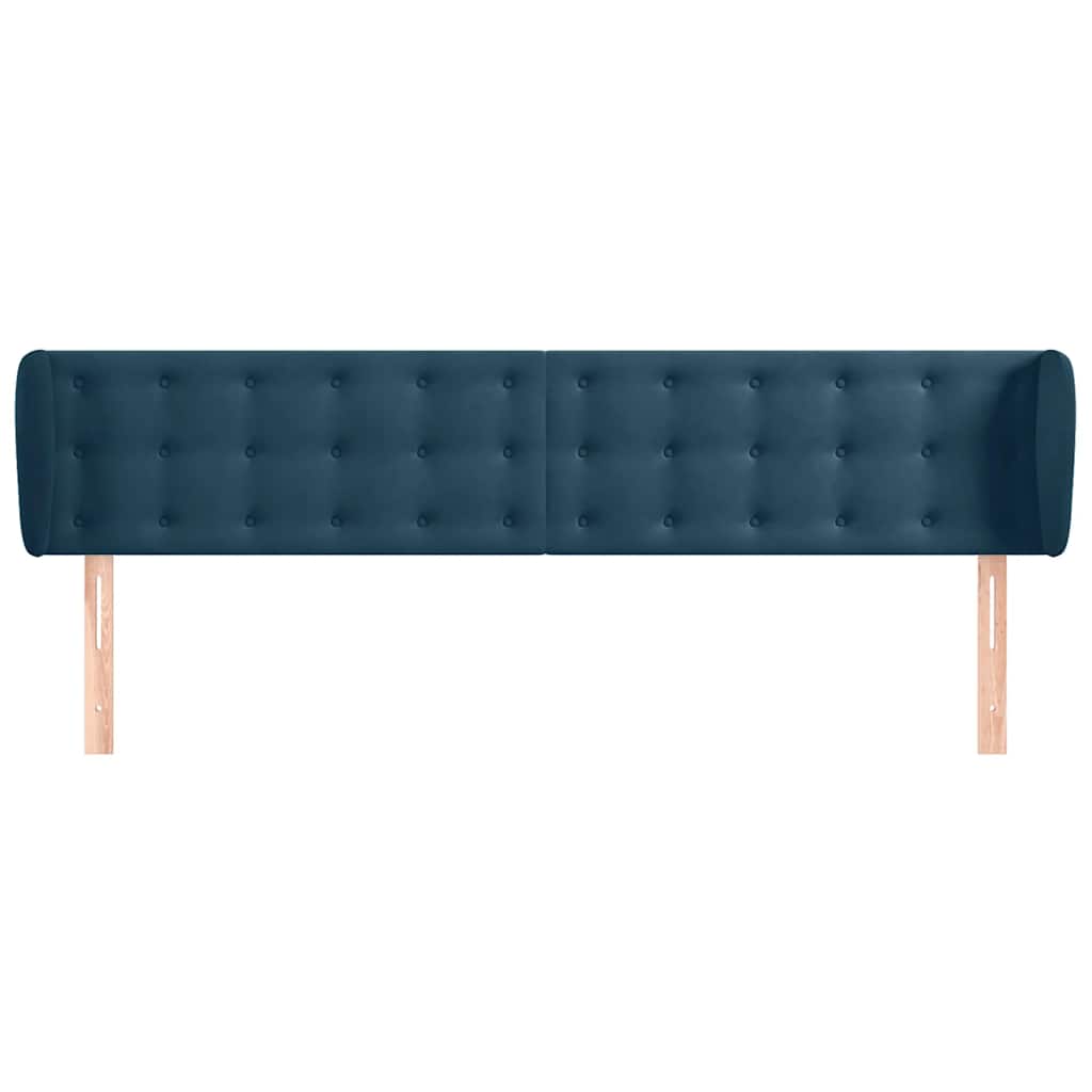 Kopfteil mit Ohren Dunkelblau 203x23x78/88 cm Samt