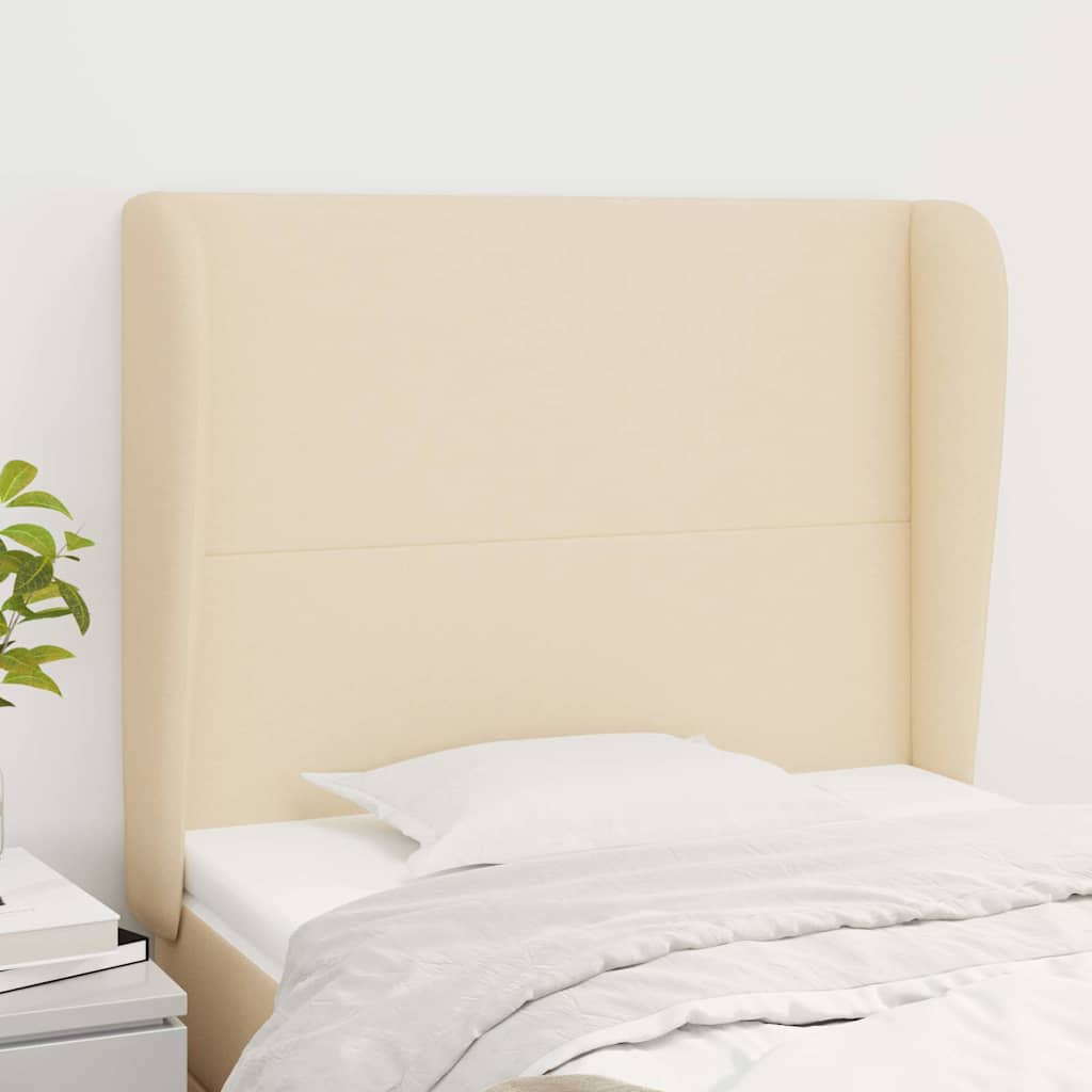 Kopfteil mit Ohren Creme 93x23x118/128 cm Stoff